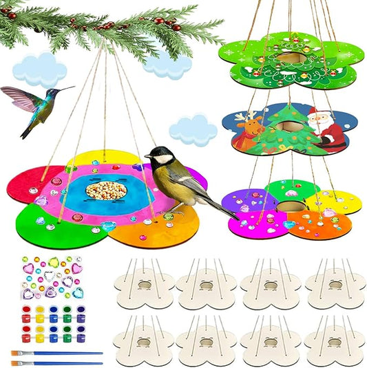 12 Pack Bird Feeder Craft Kits for Kids Ages 3-5 4-8 8-12, DIY Wooden Art Painting Outdoor Bulk Toys for Boys & Girls, Easter Christmas Gifts, Party Favor Gifts for Nature Loving Children-BloomoryGarden