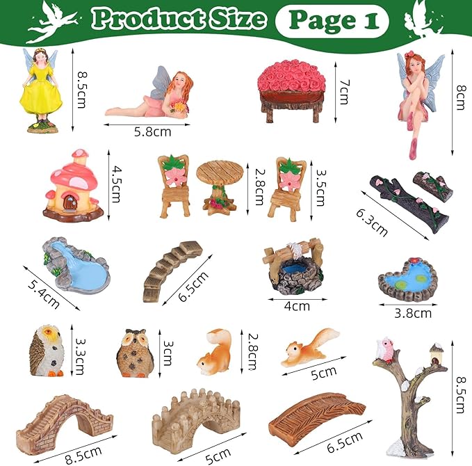109 Pcs Fairy Garden Accessories Fairy Garden Kit Miniature Fairy Figurines Accessories Fairy Animals Decor Outdoor for DIY Garden Dollhouse-BloomoryGarden