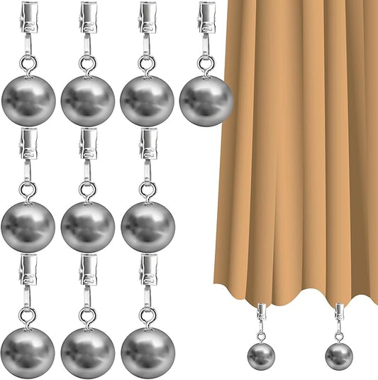 10 Pack Heavy Duty Curtain Weights for Outdoor, Stainless Steel Drapery Clip Keepping Curtain Panel Straight, Keep Outdoor Curtain Flag from Waving, Help Weigh Down Sun Curtain Tablecloth Garden Flag-BloomoryGarden
