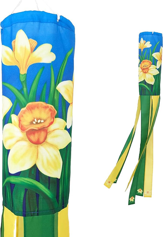 Madrona Brands Daffodil Flower Windsock | Durable Outdoor Hanging Decoration | Yard, Garden, Patio, Deck and More | 48 Inch-BloomoryGarden