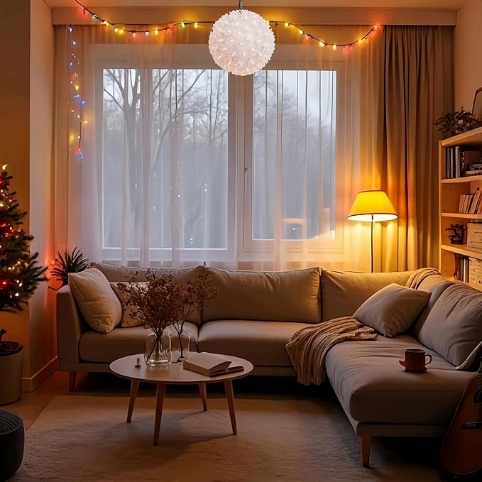 100 Clear Warm Christmas Sphere Light, UL Certified and Commercial Grade 7.5 Inches Hanging Sphere, for Indoor and Outdoor Party, Garden, Gate, Patio, Trees.-BloomoryGarden