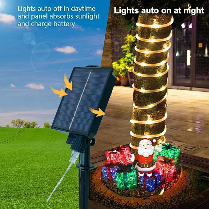 18 Colors 33FT Solar Rope Lights Outdoor Waterproof LED, Color Changing 100 LED Rope Lights Blue Green Pink Fairy String Tube Lights Remote Timer for Trampoline Garden Fence Tree Party Christmas Decor-BloomoryGarden