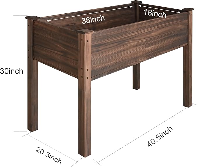 LZRS Raised Garden Bed Outdoor Planter Box with Legs for Herbs, Vegetables, Flowers, Great for Outdoor Patio, Yard and Deck, 220lb Capacity, Carbonized-BloomoryGarden