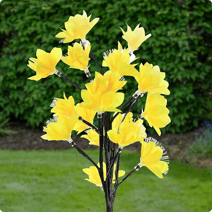 MAGGIFT Solar Lights Outdoor Garden Decorative Flowers, Waterproof Solar Garden Lights with 20 Yellow Lily Flowers,LED Solar Powered Landscape Lights for Yard Garden Patio (Yellow, 4Pack)-BloomoryGarden