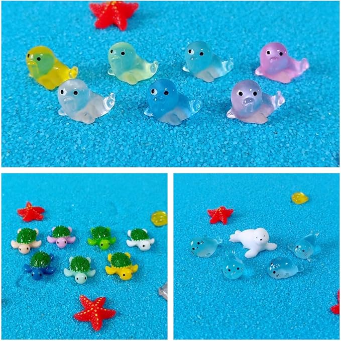 100 Pcs Ocean Mini Resin Animals Figures, Tiny Plastic Sea Creatures Figurines to Hide Miniature Fairy Garden Decorations Accessories-BloomoryGarden