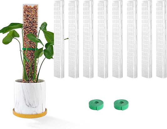 15 Inch 8 Pcs Plastic Moss Pole for Plants Monstera, 8×15'' Plant Poles for Climbing Plants, Plant Support for Indoor Plants Work with Sphagnum Moss, Clear-BloomoryGarden