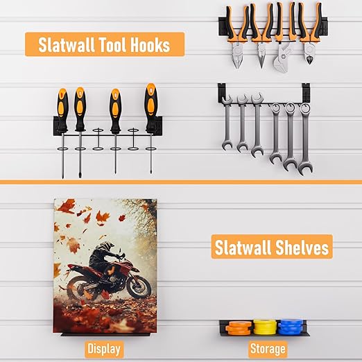 INCLY 30PCS Slatwall Accessories Set with Slatwall Baskets, Slatwall Hooks, Slatwall Shelves, Slatwall Bins, Slatwall Cups, Heavy Duty Slat Wall Accessory for Garage Room Shop Organizing Display-BloomoryGarden