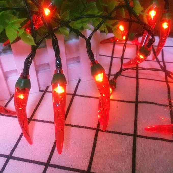 100 LED Chili Shape Fairy String Lights, Solar Operated, Red, 10m Length, Outdoor Use, Wedding, Christmas Decoration-BloomoryGarden