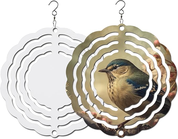 10 pcs Sublimation Wind Spinner Blanks 3 Inch Round 3D Aluminum Sublimation Blanks Wind Spinners Bulk Hanging Wind Spinners DIY Crafts Sublimation Ornaments-BloomoryGarden