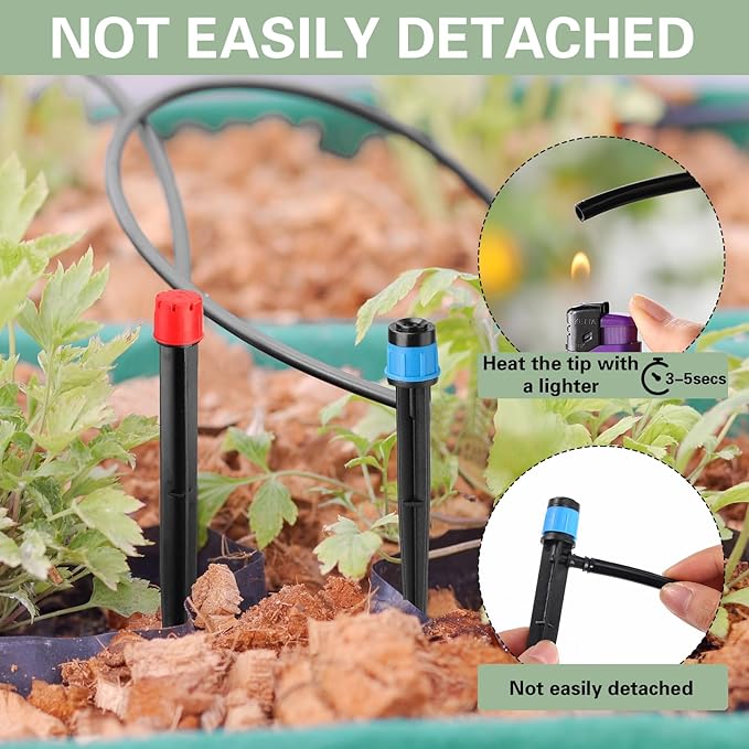 120 Pcs Drip Irrigation Emitters for 1/4'' Drip Irrigation Tubing 60 Irrigation Emitters Sprayer 60 Adjustable 360 Degree Water Flow Drippers for Patio Lawn Garden Watering-BloomoryGarden