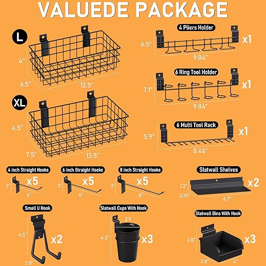 INCLY 30PCS Slatwall Accessories Set with Slatwall Baskets, Slatwall Hooks, Slatwall Shelves, Slatwall Bins, Slatwall Cups, Heavy Duty Slat Wall Accessory for Garage Room Shop Organizing Display-BloomoryGarden