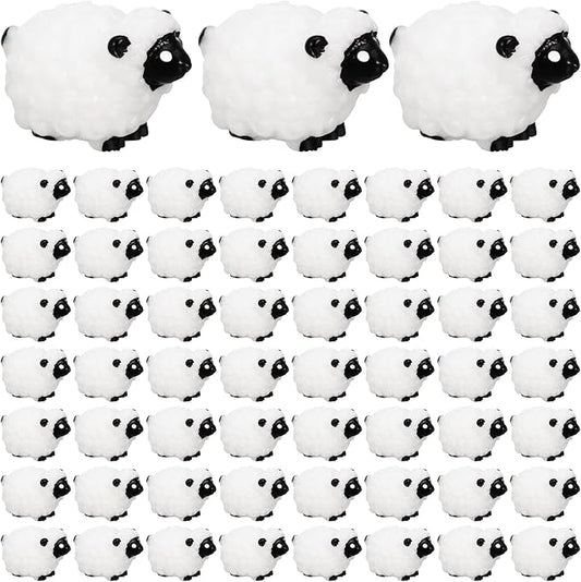 100Pcs Mini White Sheep Miniature Resin Sheep Figurines Cute Little Figurines Fairy Outdoor Moss Ornaments Landscape Figurines Garden DIY Ornament Accessories for Indoor Outdoor-BloomoryGarden