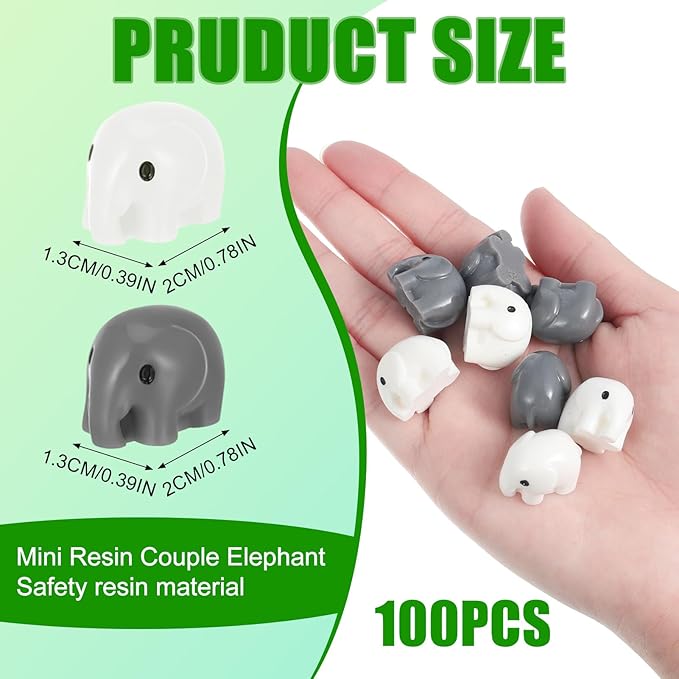 100 Pcs Mini Resin Elephants Miniature Animal Figurines Cute Elephants Fairy Garden Miniature Moss Landscape DIY Home Decor Terrarium Crafts Fairy Garden Decoration Accessories(Black,White)-BloomoryGarden