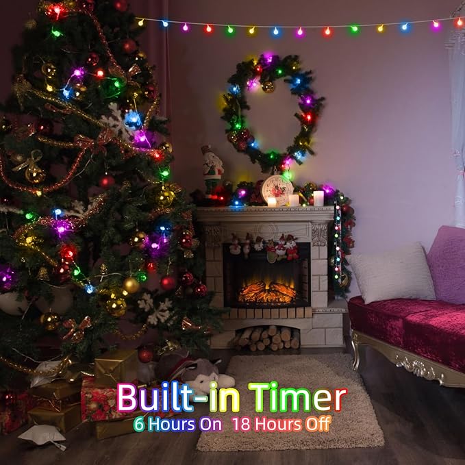 120 LED String Lights 40ft, 8 Lighting Modes Plug in Fairy String Lights for Bedroom Classroom Patio Garden Wedding Party Christmas Tree Outdoor Indoor Decorations Multicolor-BloomoryGarden