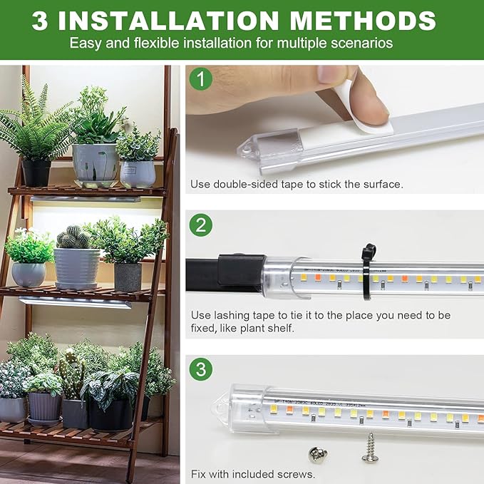 16" Plant Grow Light Strips, 120 LEDs Grow Lights for Indoor Plants Full Spectrum with Upgrade Timer 6/12/16 Hrs, 5 Dimmable Levels, 2 Pack Sunlike Grow Lamp for Hydroponics Succulent-BloomoryGarden