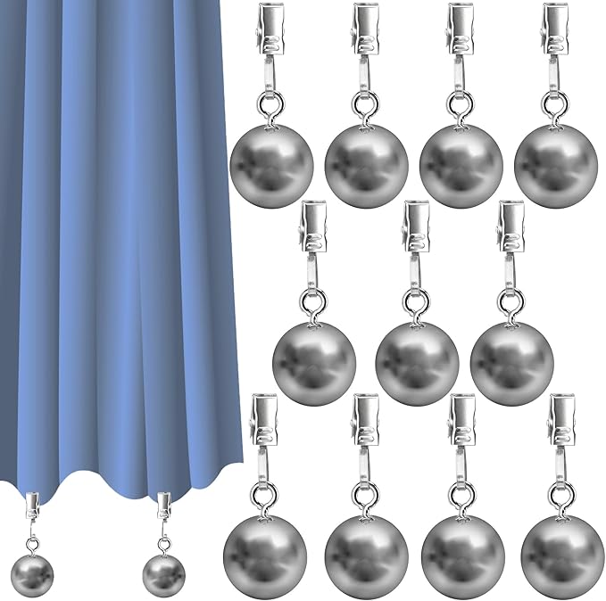 10 Pack Heavy Duty Curtain Weights, Heavy Weights for Outdoor Curtains of Pergola Patio Gazebo Cabana, Stainless Steel Weight Clip Down Curtain, Garden Flag, Shower Curtain, Tablecloth-BloomoryGarden