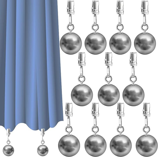 10 Pack Heavy Duty Curtain Weights, Heavy Weights for Outdoor Curtains of Pergola Patio Gazebo Cabana, Stainless Steel Weight Clip Down Curtain, Garden Flag, Shower Curtain, Tablecloth-BloomoryGarden