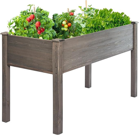 LZRS Raised Garden Bed Outdoor Planter Box with Legs for Herbs, Vegetables, Flowers, Great for Outdoor Patio, Yard and Deck, 220lb Capacity, Grey-BloomoryGarden