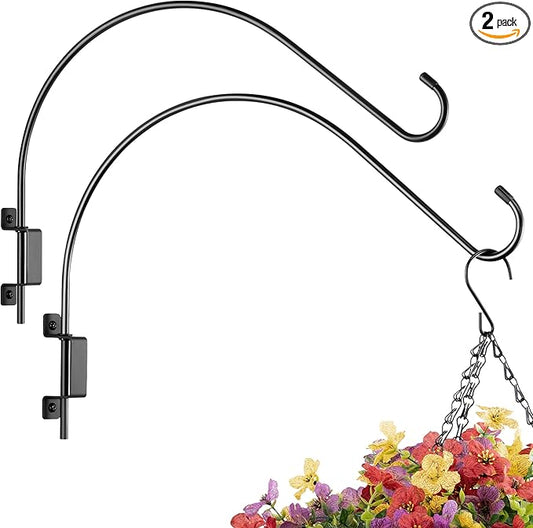 16 Inch 2 Pack Swivel Plant Hanger: Heavy Duty Hook for Bird Feeder, Plant, Flower Basket, Lantern, Wind Chime & More - Versatile Hanging Brackets Outdoor/Indoor Use Up to 22LB-BloomoryGarden