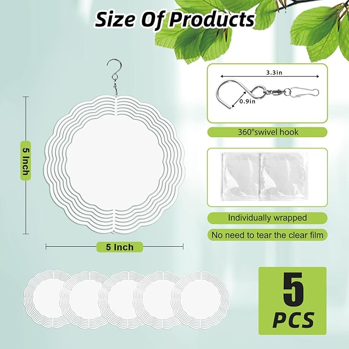 10 Pack Sublimation Wind Spinner Blanks 8 Inch,3D Wind Spinners Sublimation Blanks Products Bulk Aluminum Metal Sublimation Blank Wind Spinner for DIY Gift Indoor Outdoor Decoration-BloomoryGarden