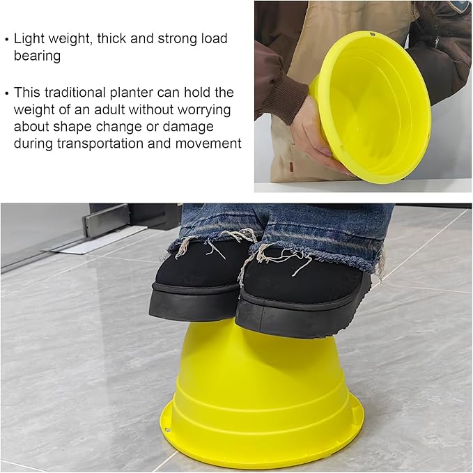 10" Planter Pot for Indoor Plants 5 Pack Plant Pots with Drainage Hole and Rubber Plug, Durable Lightweight Flower Pots Perfect for Home Decor, Yellow-BloomoryGarden