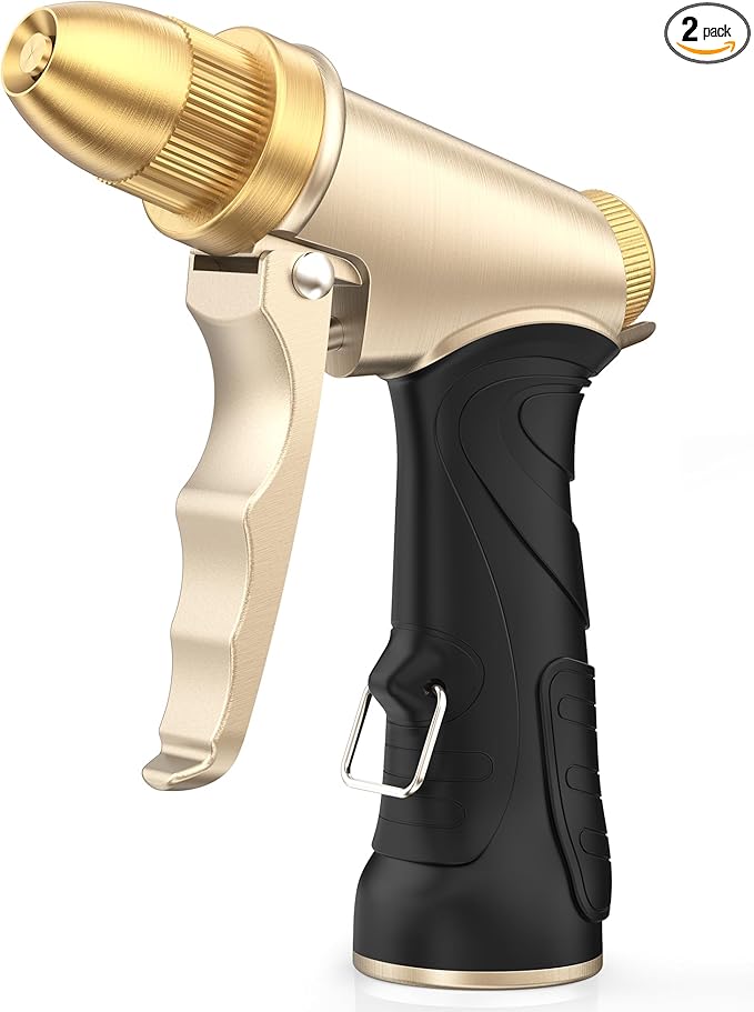 RAINPOINT Heavy Duty Metal Spray Nozzle for Garden Hose, High Pressure Garden Hose Nozzle with Adjustable Spray Patterns for Watering Plants, Car Washing, and Pet Showering (2 pcs)-BloomoryGarden