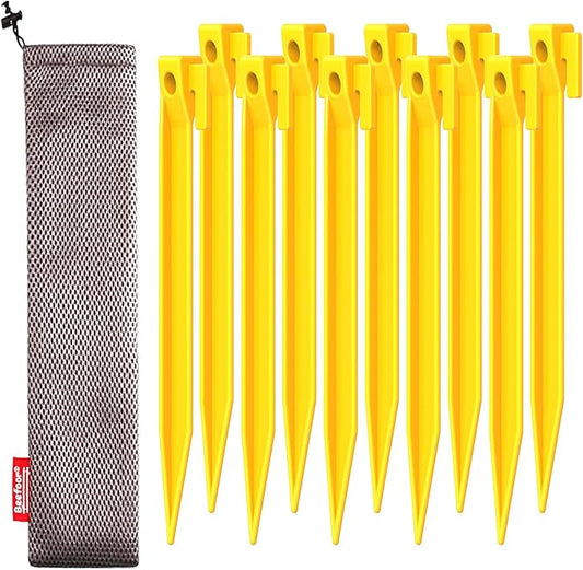 10-Pack Plastic Tent Stakes – 7-Inch Heavy Duty Canopy Anchoring Pegs for Camping, Gardening, Landscaping, Backpacking – Lightweight, Rust-Proof, Reusable Camping Stake-BloomoryGarden