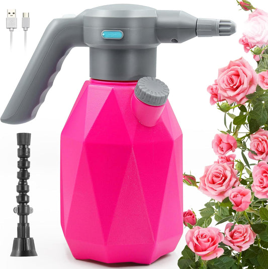 0.5 Gallon Electric Spray Bottle Plant Mister for Indoor/Outdoor Plants, 2L Automatic Watering Can Rechargeable Battery Powered Sprayer with Adjustable Spout for Garden, Fertilizing, Cleaning-BloomoryGarden