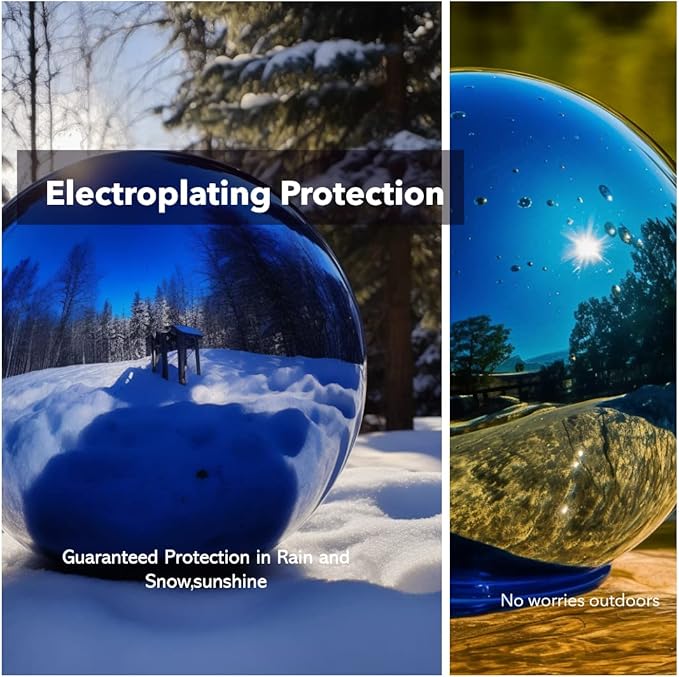 10 Inch Stainless Steel Gazing Globe,v2croft Hollow Ball Mirrored Surface Polished Shiny Sphere,Garden Stainless Steel Gazing Ball for Outdoor Lawn Pond Yard Ornament(Blue)-BloomoryGarden