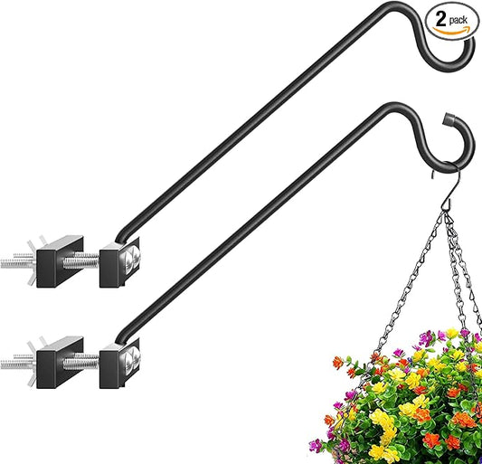 12-Inch 2 Pack Deck Bird Feeder Hanger for Railing, Outdoor Decor Plant Hanger, Swivel Balcony Railing Hook - 22LB Capacity - for Hanging Plants, Bird Feeders, Lanterns, Wind Chimes-BloomoryGarden
