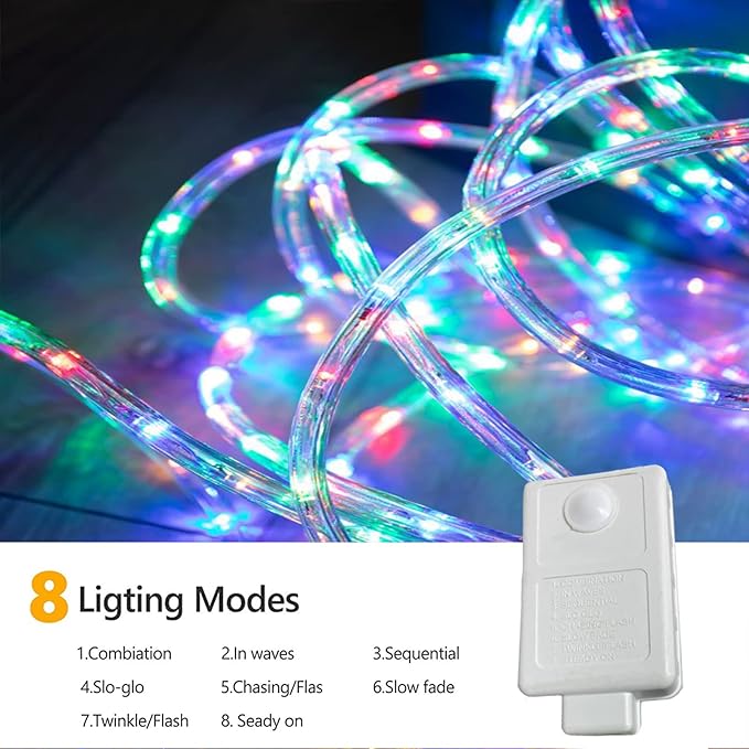 100ft LED Rope Lights Outdoor, 720 LED Connectable and Flexible Tube Lights with 8 Modes, Waterproof LED Rope Lighting for Garden, Patio, Pool, Bedroom, Party, Indoor Outdoor Decoration (Multicolor)-BloomoryGarden