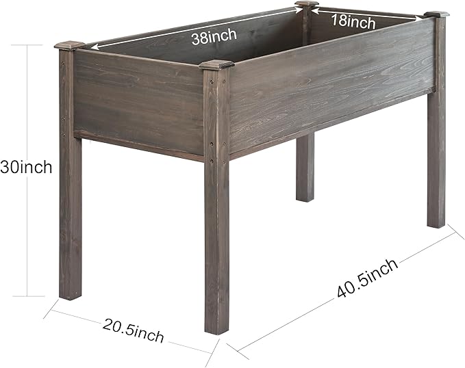 LZRS Raised Garden Bed Outdoor Planter Box with Legs for Herbs, Vegetables, Flowers, Great for Outdoor Patio, Yard and Deck, 220lb Capacity, Grey-BloomoryGarden