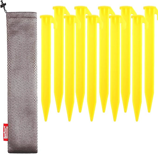 10-Pack Plastic Tent Stakes – 6-Inch Heavy Duty Canopy Anchoring Pegs for Camping, Gardening, Landscaping, Backpacking – Lightweight, Rust-Proof, Reusable Camping Stake-BloomoryGarden