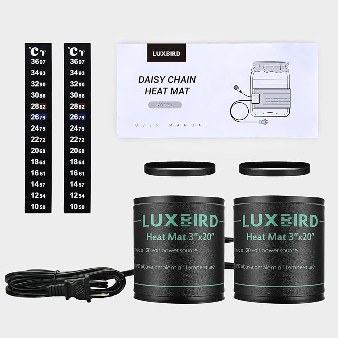 LUXBIRD Daisy Chain Heating Mats, 2 Pack, 3 * 20 inches, IP67 Waterproof PVC-BloomoryGarden