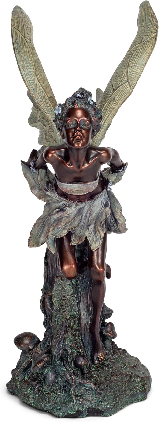 Lovely Kissing Fairy Bronze Tone 19.75 Inches Polyresin Outdoor Garden Statue-BloomoryGarden