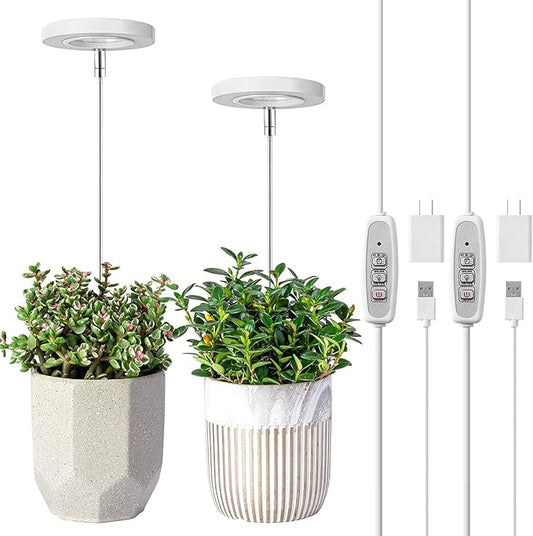 LORDEM Grow Light, Full Spectrum LED Plant Light for Indoor Plants, Height Adjustable Growing Lamp with Auto On/Off Timer 4/8/12H, 4 Dimmable Brightness, Ideal for Small Plants, 2 Packs-BloomoryGarden