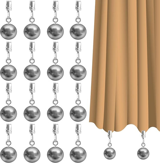 16 Pack Heavy Duty Curtain Weights for Outdoor, Stainless Steel Drapery Clip Keepping Curtain Panel Straight, Keep Outdoor Curtain Flag from Waving, Help Weigh Down Sun Curtain Tablecloth Garden Flag-BloomoryGarden