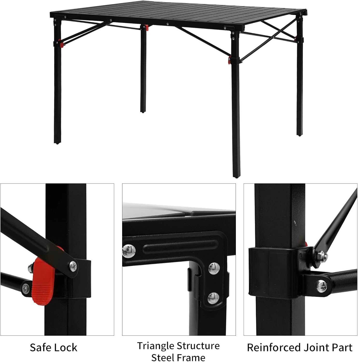 KingCamp Lightweight Compact Folding Camping Table,Stable Aluminum Alloy Folding Roll up Table for 4-6 Person for Picnic, Camping, Barbecue and Party,Portable Multifunctional Table with Carry Bag-BloomoryGarden
