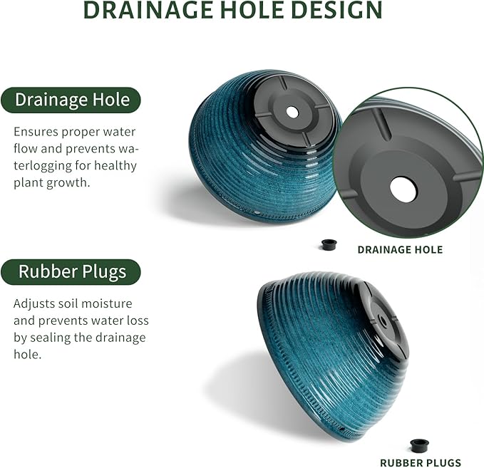 10in Hanging Planters for Indoor and Outdoor Plants, 2 Pack Hanging Planter with Drainage Hole, Round Hanging Flower Pots for Garden Home Decor (Blue)-BloomoryGarden