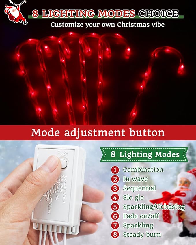 Luditek 24.5 inch Christmas Candy Cane Pathway Markers Set of 12 Christmas Outdoor Outside Decorations Lights 8 Blinking Modes Indoor Holiday Xmas Yard Patio Garden Walkway Decor-BloomoryGarden