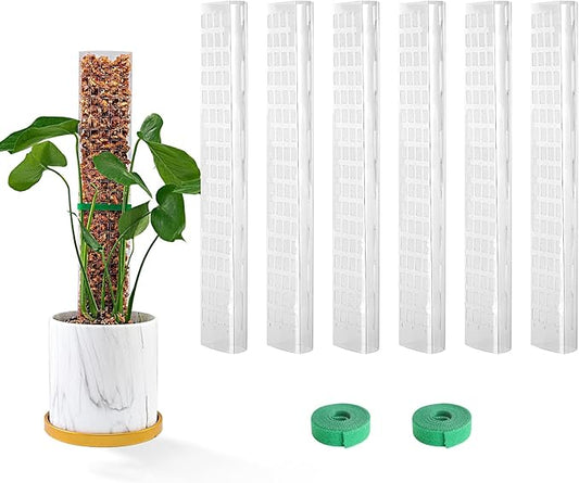 15 Inch 6 Pcs Plastic Moss Pole for Plants Monstera, 6×15'' Plant Poles for Climbing Plants, Plant Support for Indoor Plants Work with Sphagnum Moss-BloomoryGarden