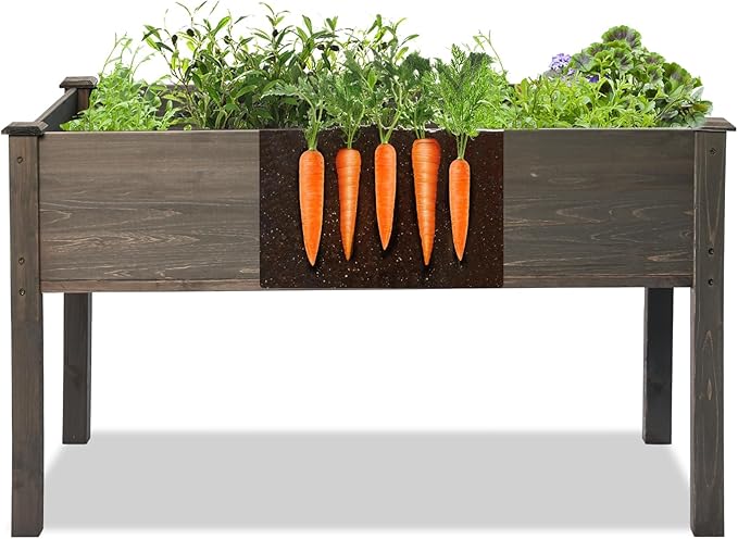 LZRS Raised Garden Bed Outdoor Planter Box with Legs for Herbs, Vegetables, Flowers, Great for Outdoor Patio, Yard and Deck, 220lb Capacity, Grey-BloomoryGarden