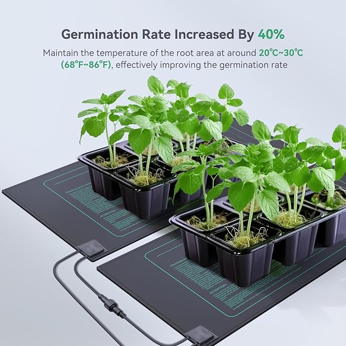 LUXBIRD 6 Pack Daisy Chain Seedling Heat Mats for Indoor Plants, Greenhouses, Germination, Hydroponic Garden, IP67 Waterproof Durable (LB-HMDC-06)-BloomoryGarden
