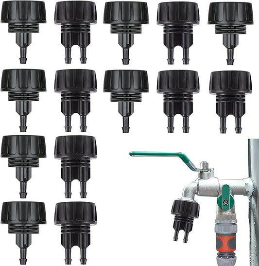 14 PCS Drip Irrigation Hose Connectors 1/4 Inch Water Drip Hose Adapter Connectors Garden Hose to 1/4" Drip Irrigation Parts Swivel Garden Faucet Single Head Double Head Hose Quick Connect Fittings-BloomoryGarden