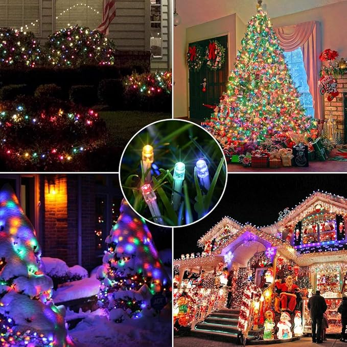 175Ft Christmas Lights Outdoor, 500 LED Christmas String Lights with 8 Modes, Timer, Waterproof Fairy Twinkle Lights for Christmas Party, Garden, Wedding, Holiday, Xmas Tree Decorations (Multicolor)-BloomoryGarden