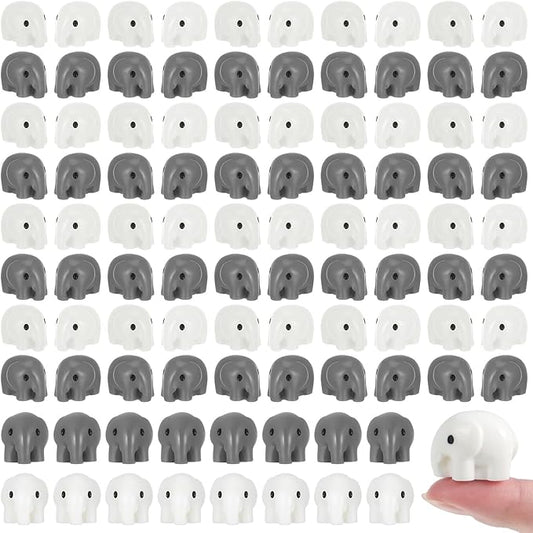 100 Pcs Mini Resin Elephants Miniature Animal Figurines Cute Elephants Fairy Garden Miniature Moss Landscape DIY Home Decor Terrarium Crafts Fairy Garden Decoration Accessories(Black,White)-BloomoryGarden