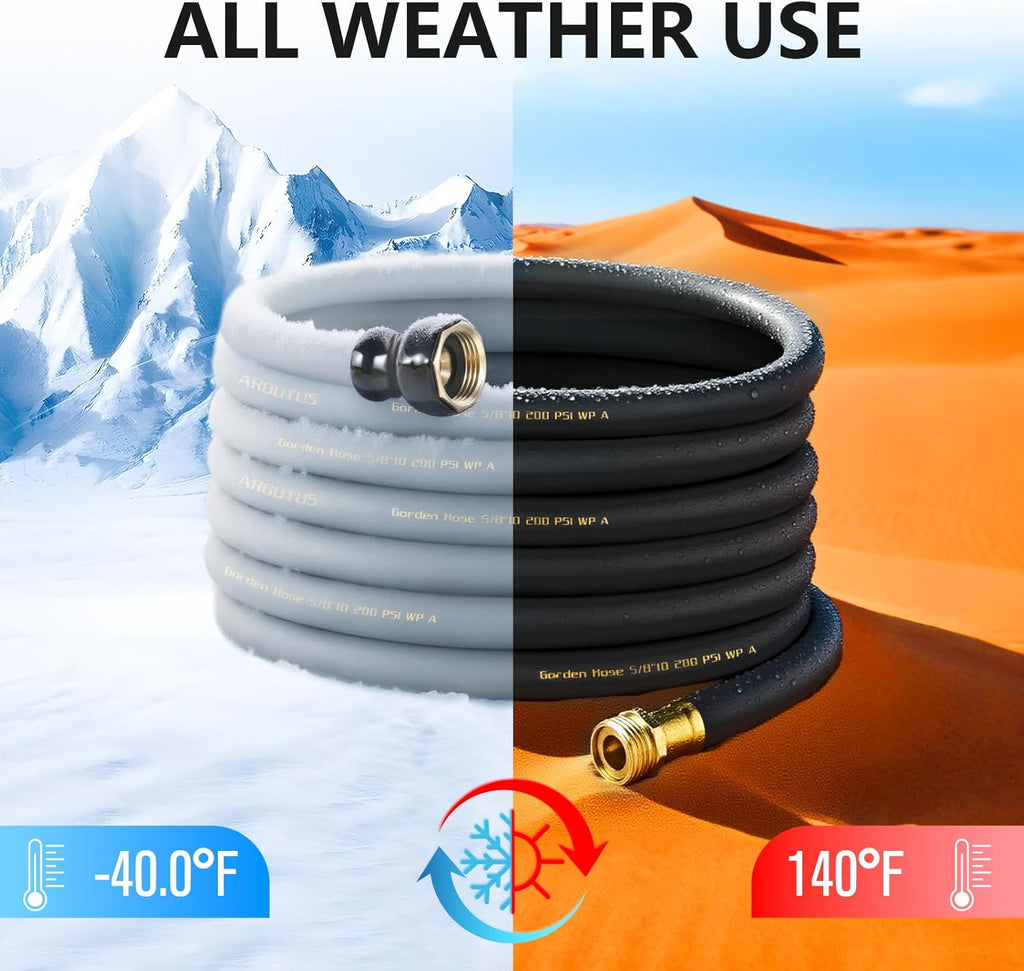 Garden Hose 5/8" x 25ft - No-Kink Flexible Water Hose 600 PSI Burst Pressure, Lightweight & Durable for Yard, Car Wash, Pets Black-BloomoryGarden