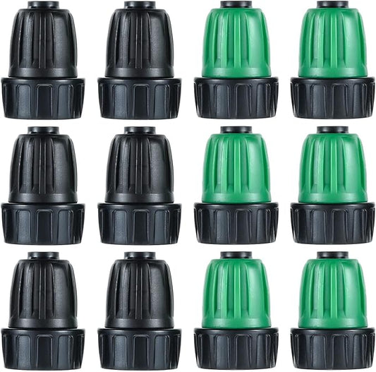 12 Pcs 1/2 Inch Drip Irrigation Tubing Faucet Garden Hose Adapter, 3/4" to 1/2" Drip Irrigation Tubing Hose Adapter, 3/4 Inch Faucet Connector Garden Hose Adapter Black and Green-BloomoryGarden
