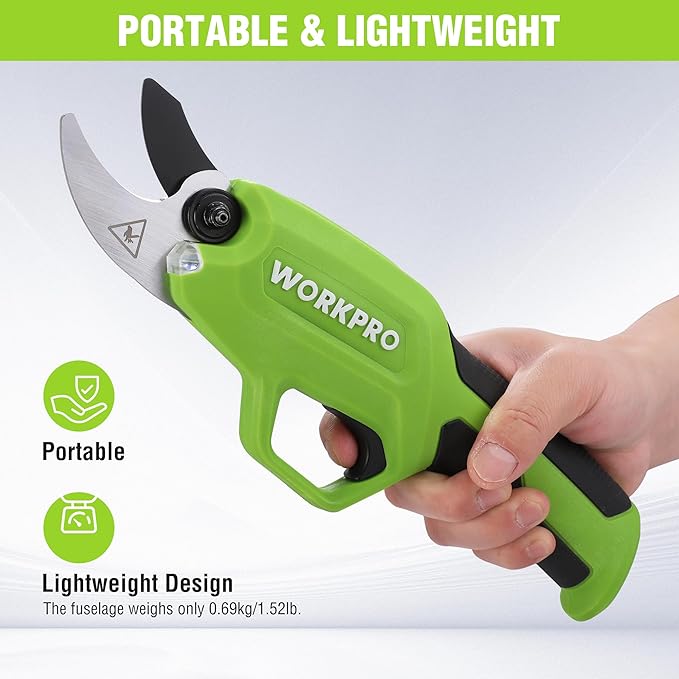 WORKPRO 7.2V Electric Pruning Shears, Battery Powered Pruning Shears, Cordless Tree Pruner, 0.8 Inch Cutting Diameter, Branch Cutter Gardening Scissors with Rechargeable Battery-BloomoryGarden