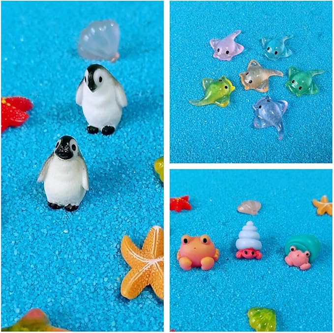 100 Pcs Ocean Mini Resin Animals Figures, Tiny Plastic Sea Creatures Figurines to Hide Miniature Fairy Garden Decorations Accessories-BloomoryGarden